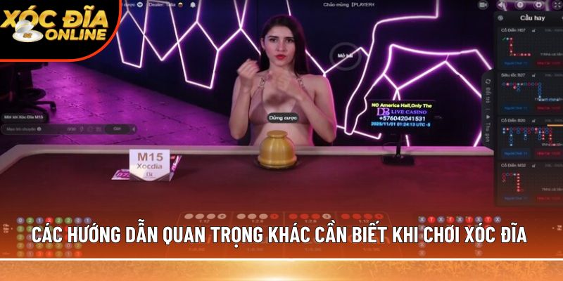 Các hướng dẫn quan trọng khác cần biết khi chơi xóc đĩa