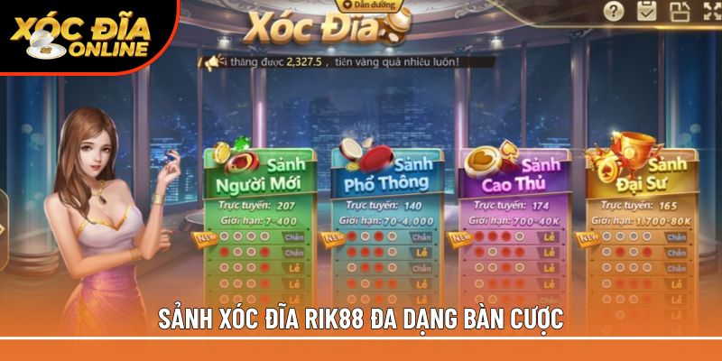 Sảnh xóc đĩa Rik88 đa dạng bàn cược